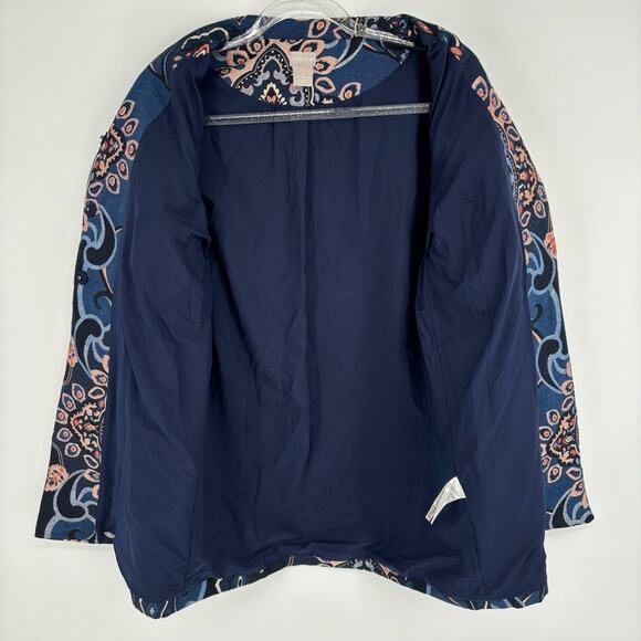Chico’s Jacquard Jacket Size Small Metallic Thread Embroidered Gold Brocade - Picture 13 of 16